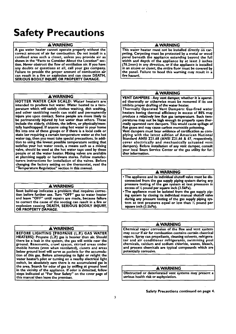 Awarning, Safety precautions | Kenmore ECONOMIZER 153.332418 User Manual | Page 3 / 28