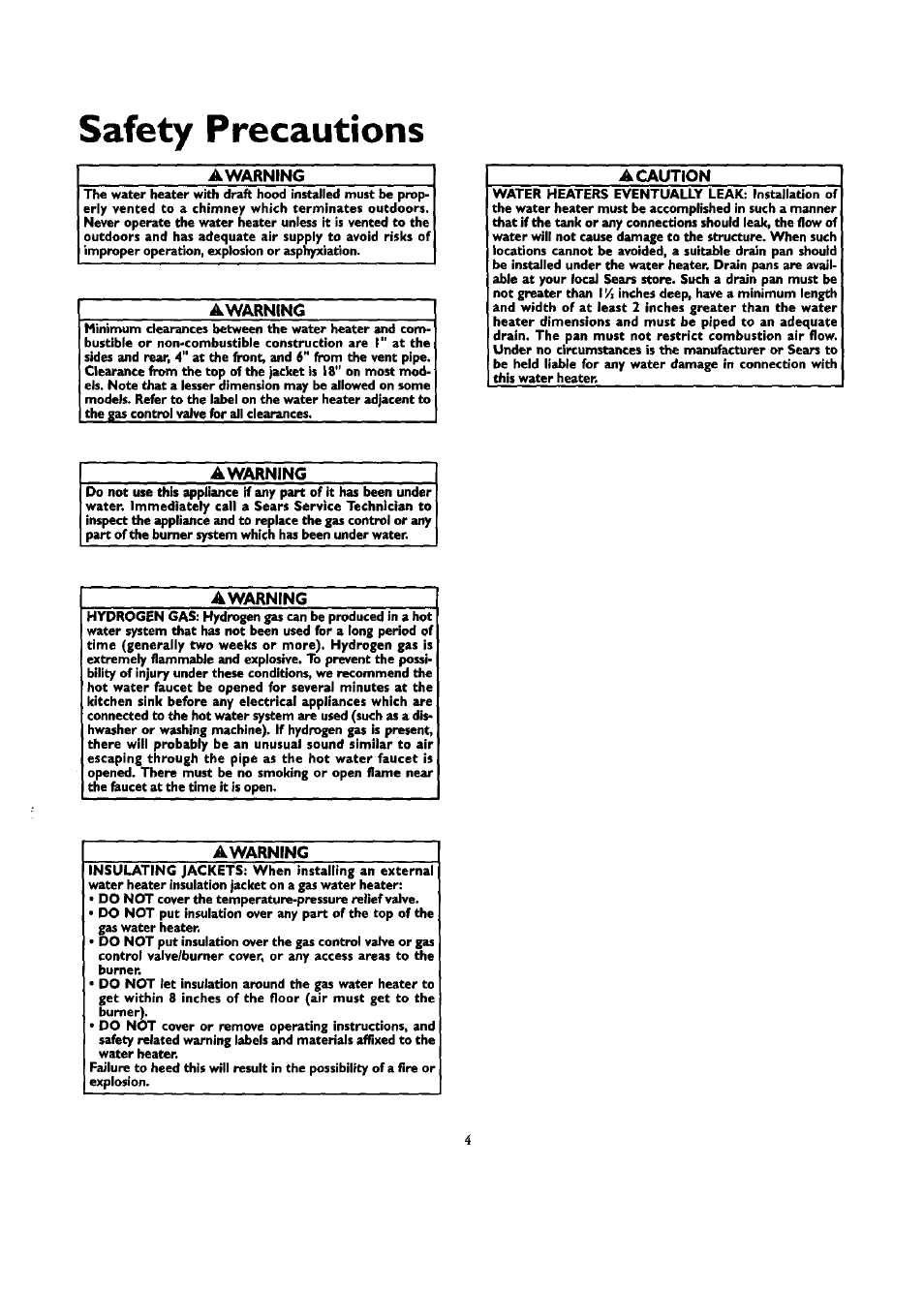 Awarning, A caution, Safety precautions | Kenmore ECONOMIZER 153.332418 User Manual | Page 4 / 28