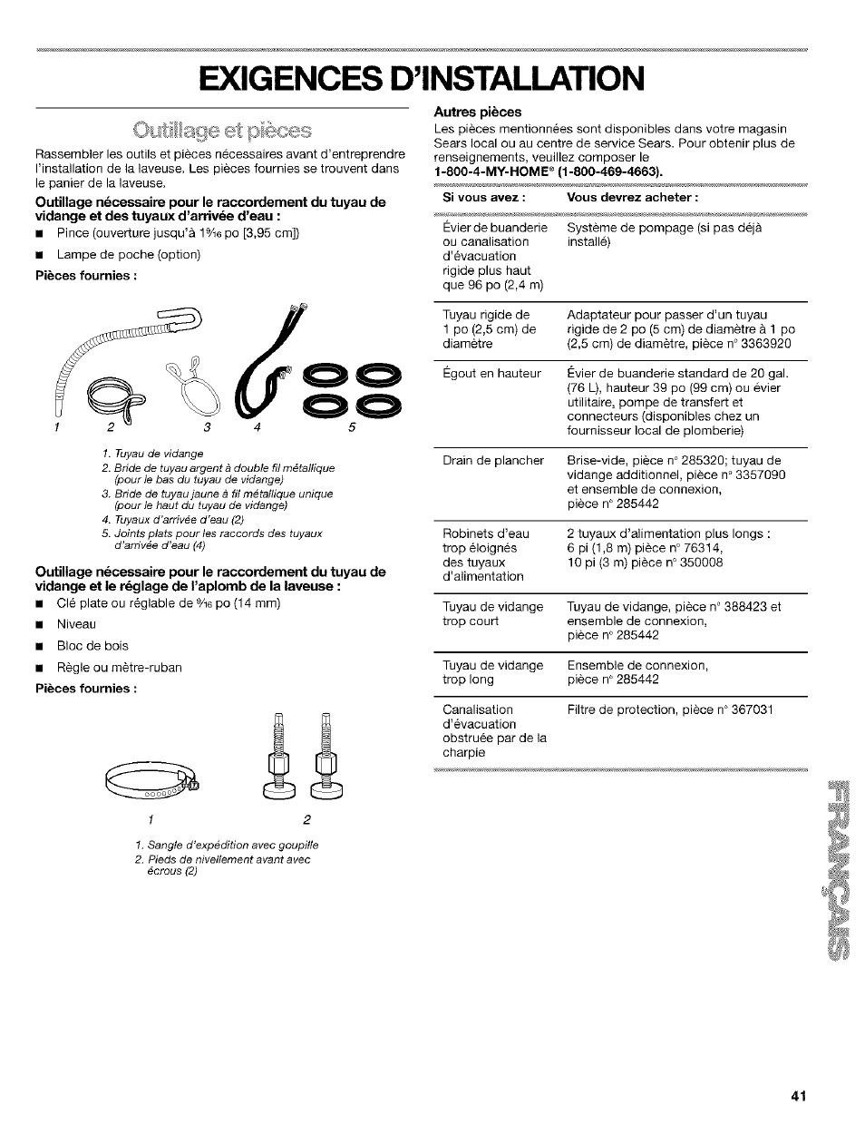 Exigences d’installation, Autres pièces, Ijutiiiage | Pièces | Kenmore 110. 2404# User Manual | Page 41 / 56