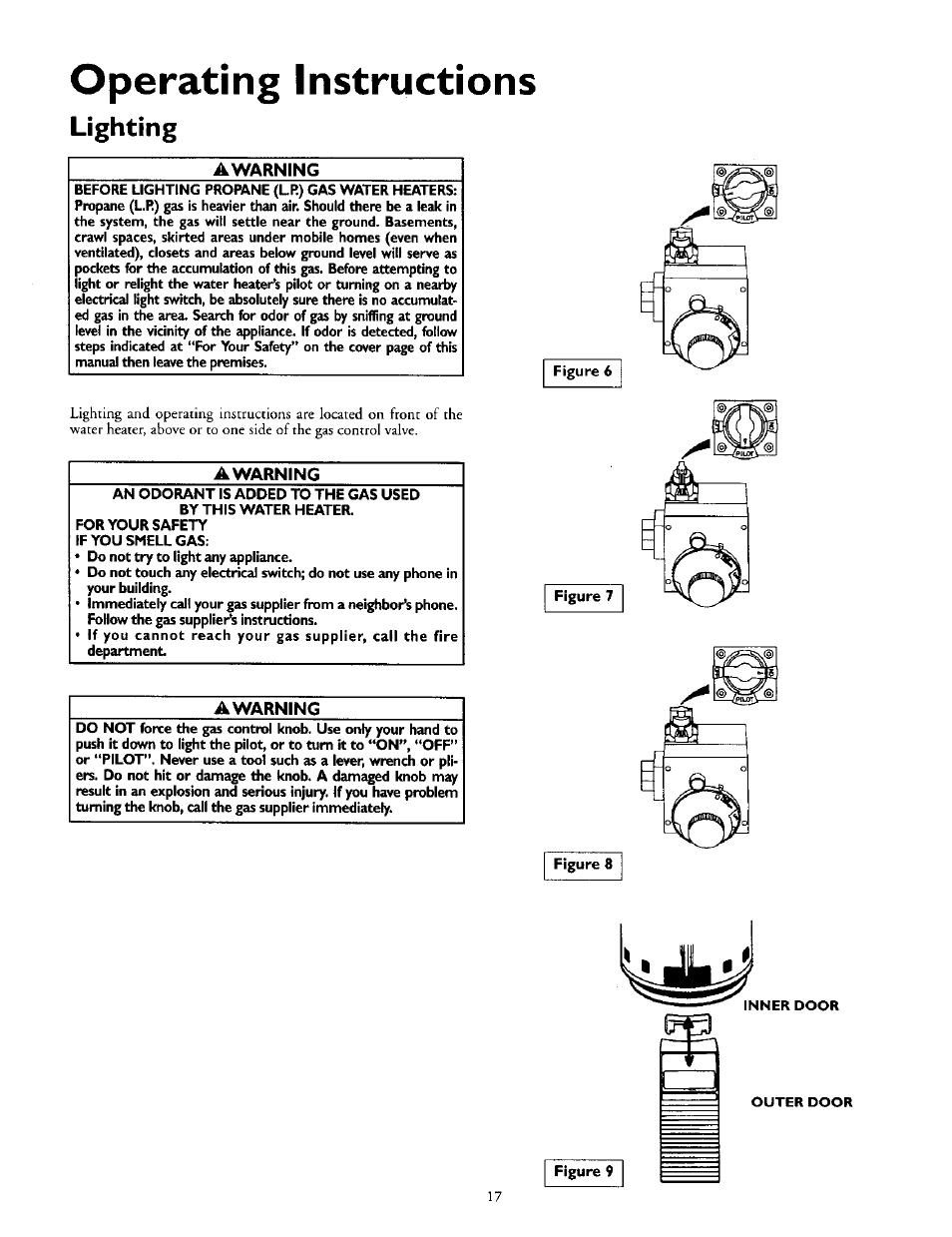 Operating instructions, Lighting, Awarning | Righting | Kenmore 153.330752 User Manual | Page 17 / 28