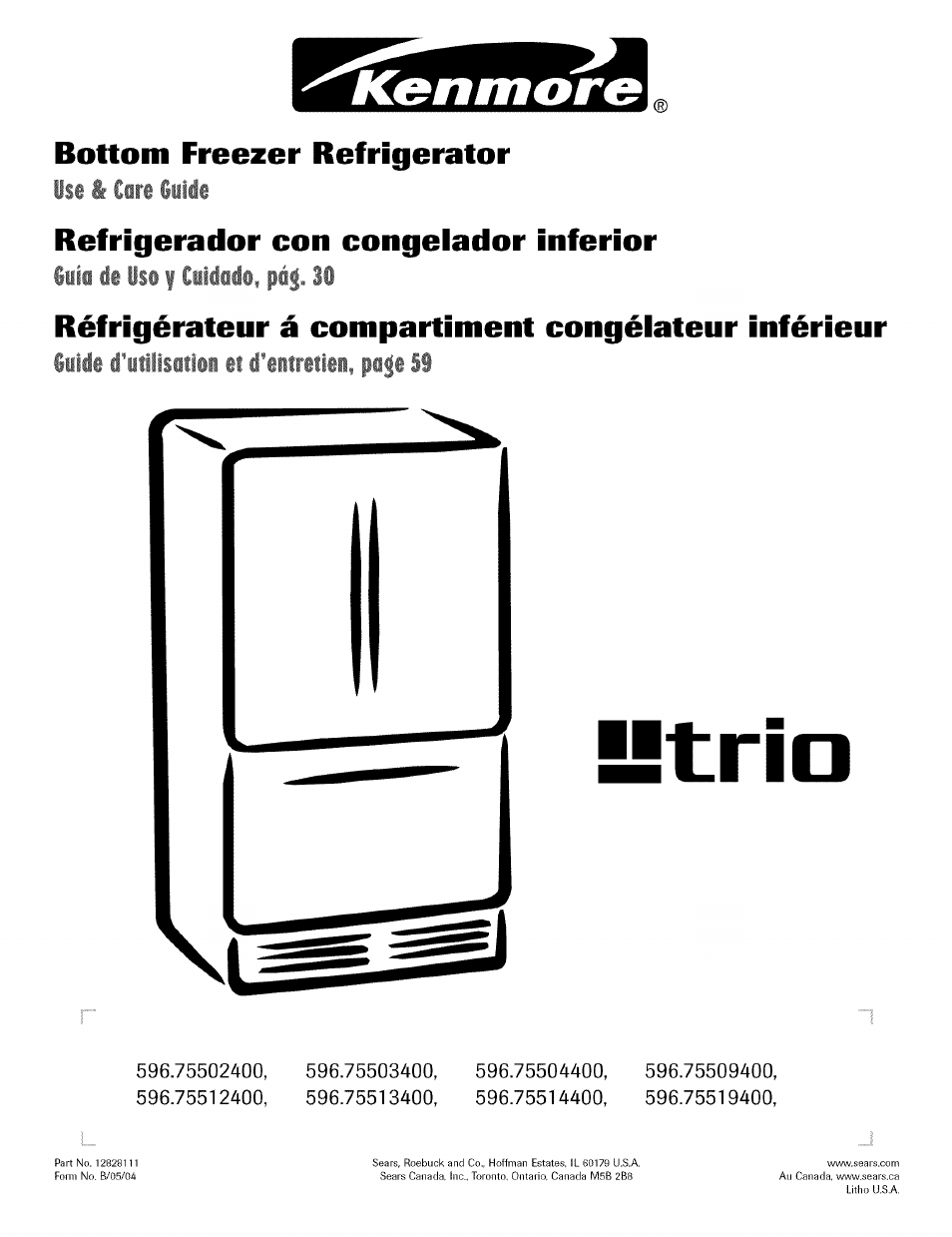 Kenmore TRIO 596.755024 User Manual | 29 pages