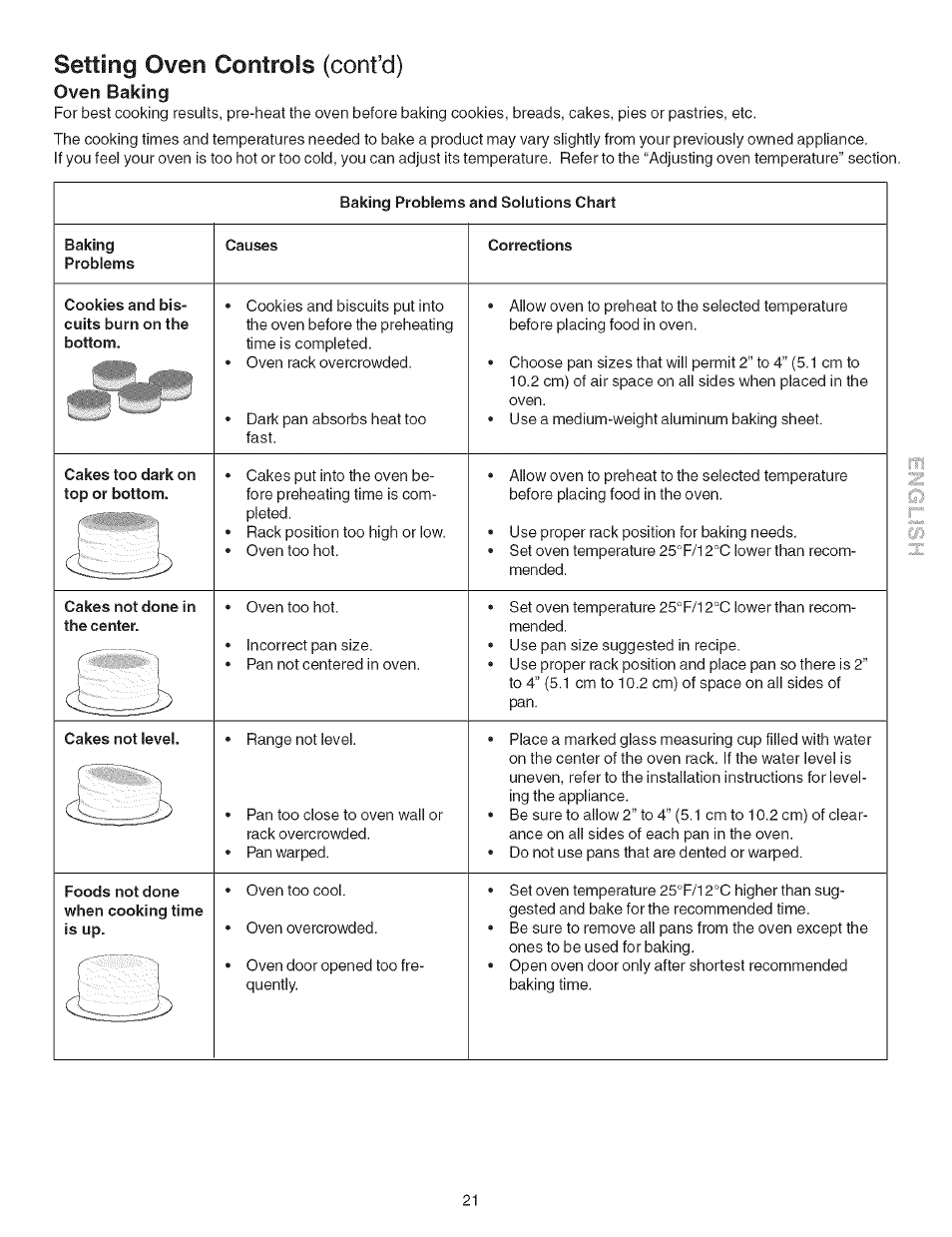 Oven baking, Setting oven controls (cont’d) | Kenmore ELITE 790.467 User Manual | Page 21 / 44