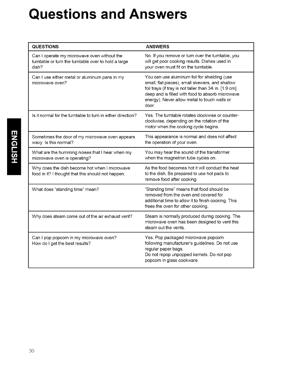 Questions and answers | Kenmore 721.80594 User Manual | Page 30 / 33