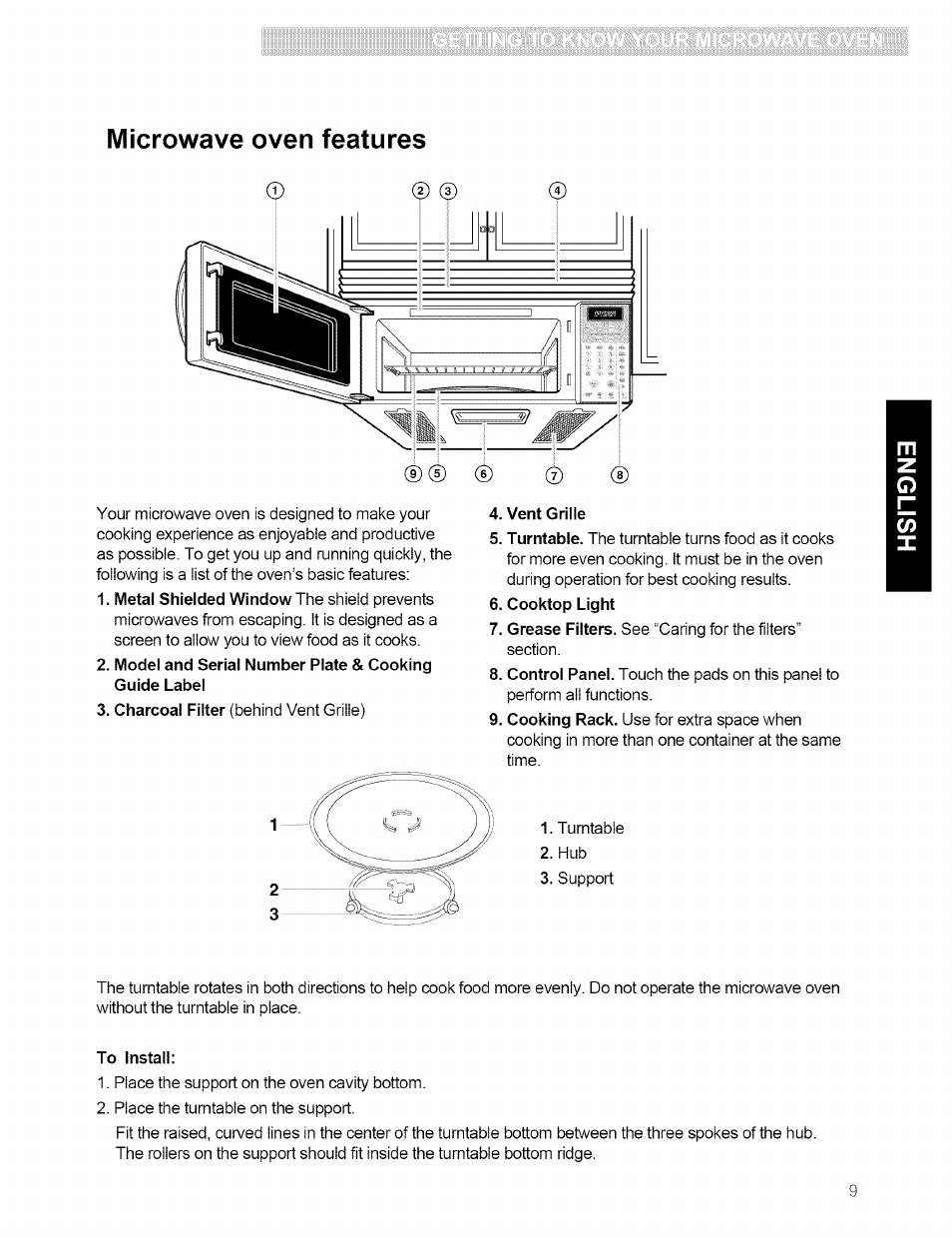 Microwave oven features | Kenmore 721.80594 User Manual | Page 9 / 33