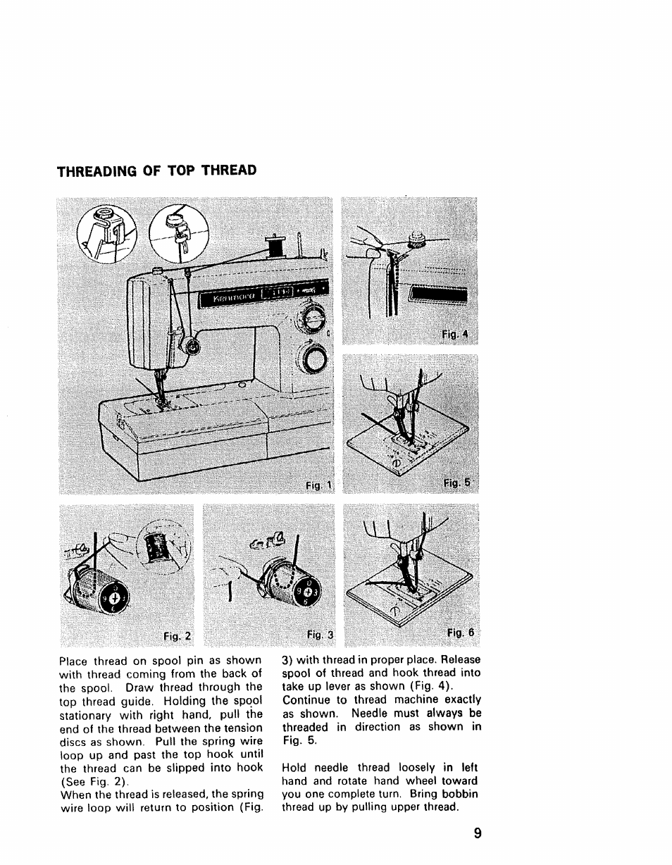 Threading of top thread | Kenmore 1430 User Manual | Page 10 / 50