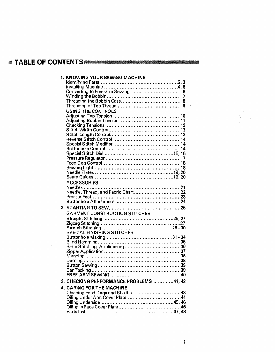 Table of contents 1 | Kenmore 1430 User Manual | Page 2 / 50