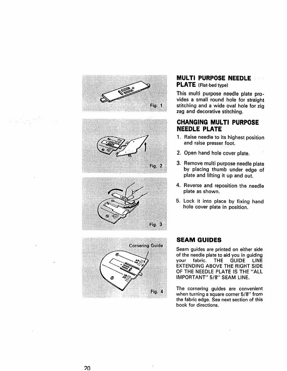 Multi purpose needle plate (flat-bed type), Changing multi purpose needle plate | Kenmore 1430 User Manual | Page 21 / 50