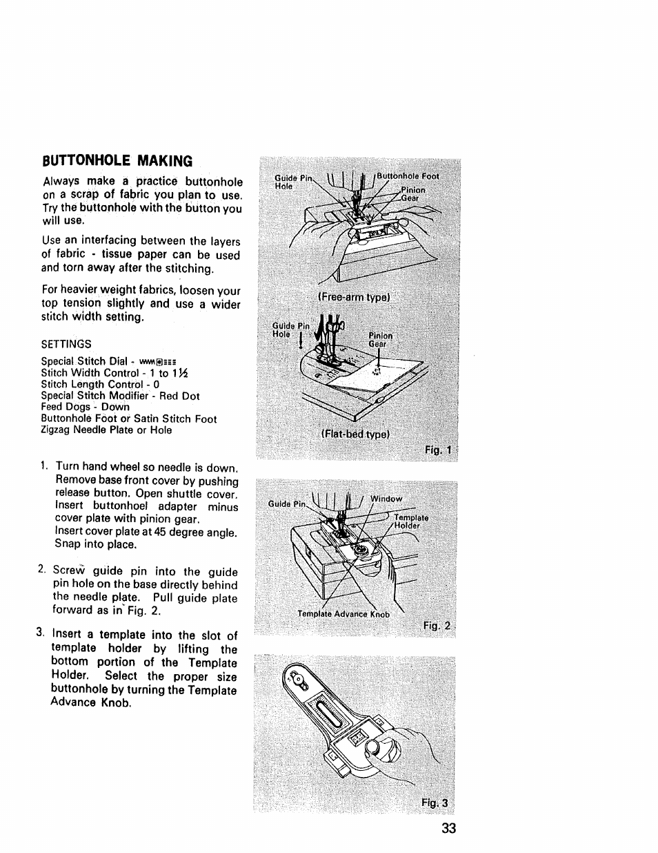 Buttonhole making, Buttonhole making -34 | Kenmore 1430 User Manual | Page 34 / 50