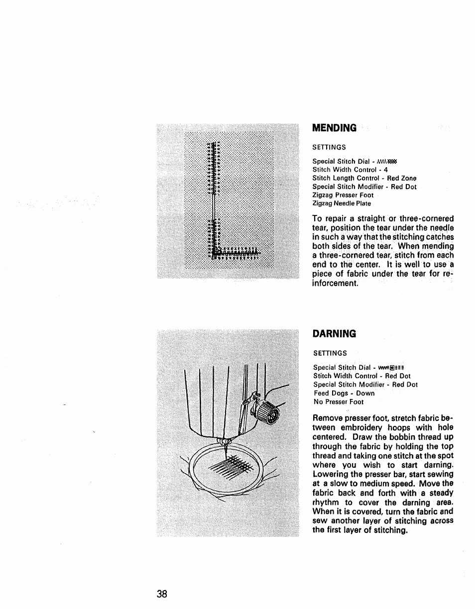 Mending, Darning, Mending darning | Kenmore 1430 User Manual | Page 39 / 50