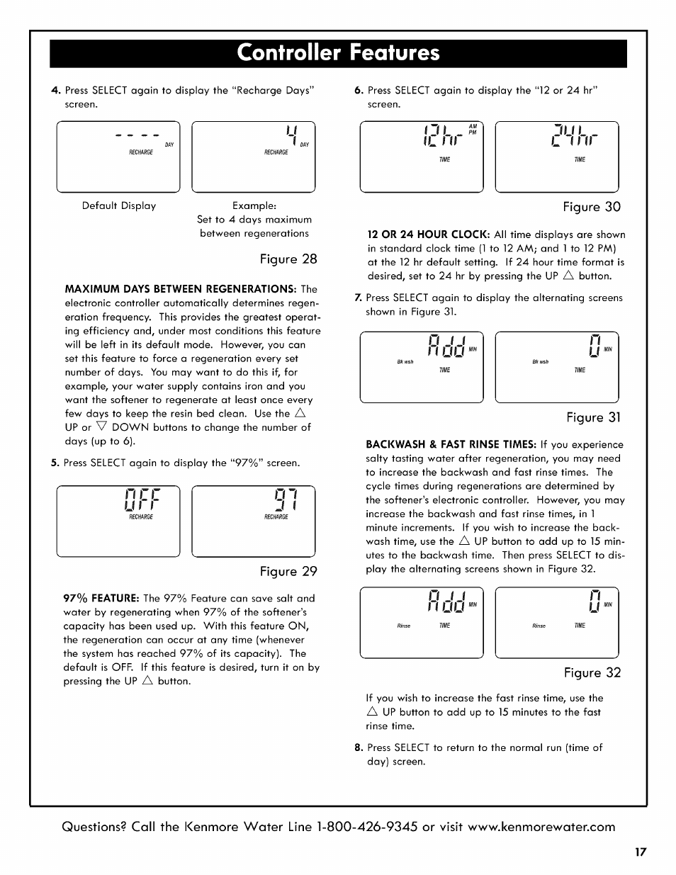 Figure 28, Figure 29, Figure 31 | Figure 32, Controller features, Figure 30, N c c | Kenmore 625.3835 User Manual | Page 17 / 28