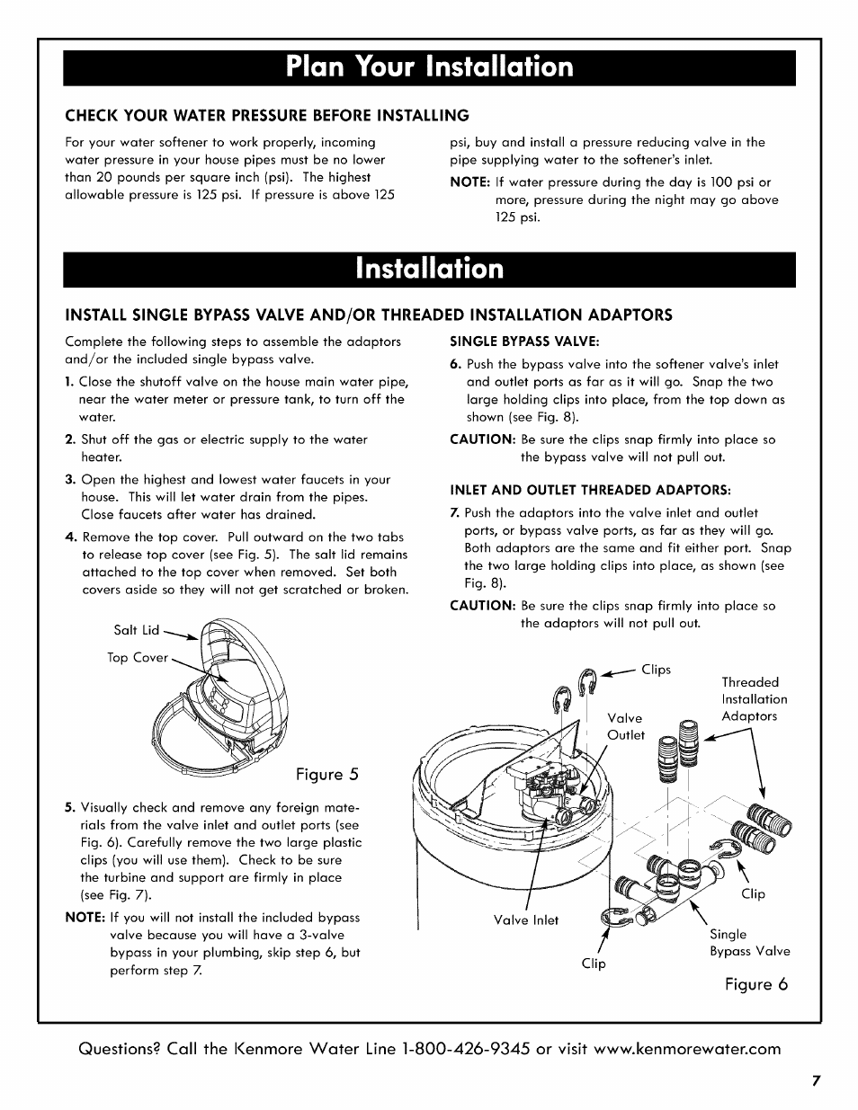 Check your water pressure before installing, Nstallation, Plan your installation | Figure 5 | Kenmore 625.3835 User Manual | Page 7 / 28