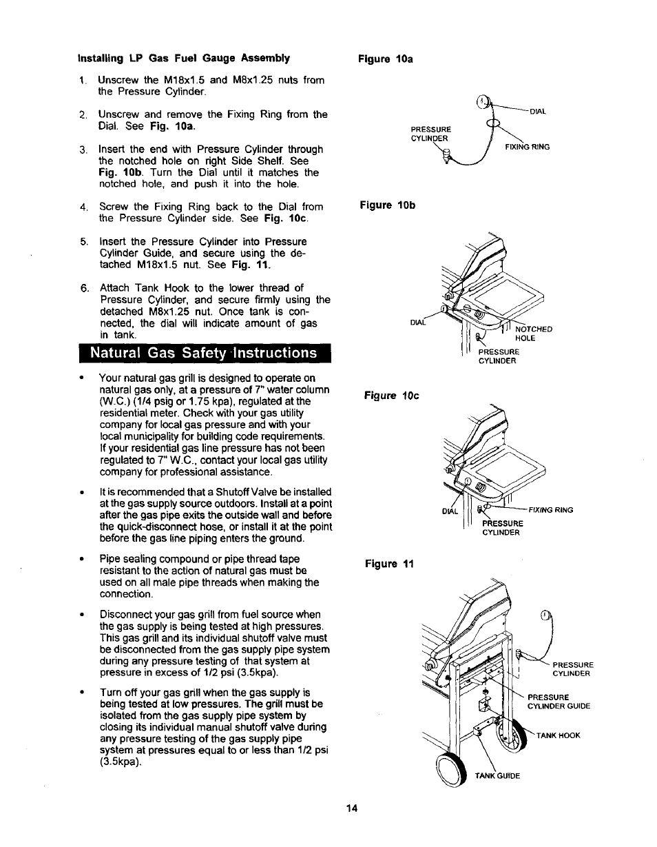 Natural gas safety instructions | Kenmore 141.168600 User Manual | Page 14 / 34