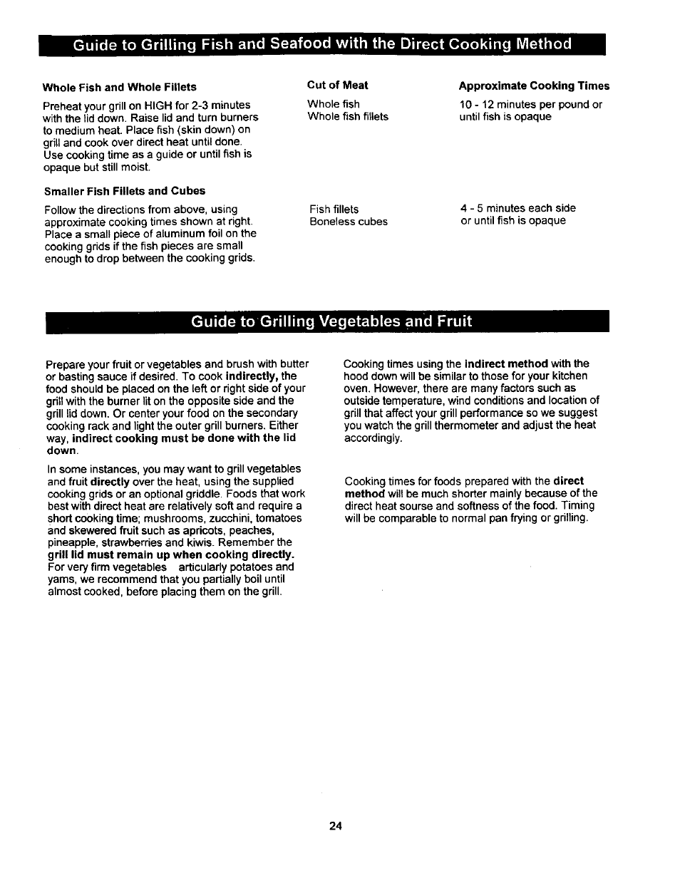 Guide to grilling vegetables and fruit | Kenmore 141.168600 User Manual | Page 24 / 34