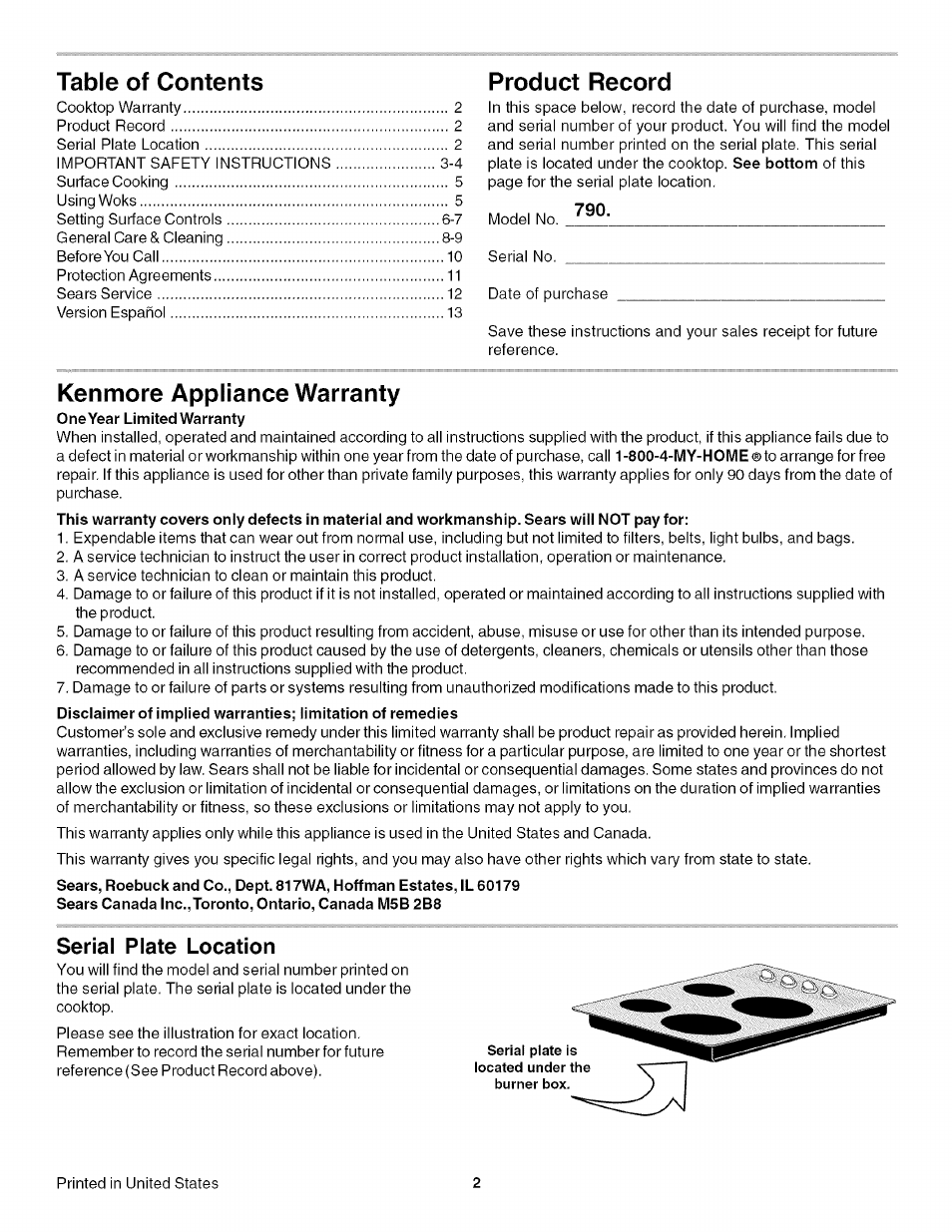 Kenmore 4272 User Manual | Page 2 / 12