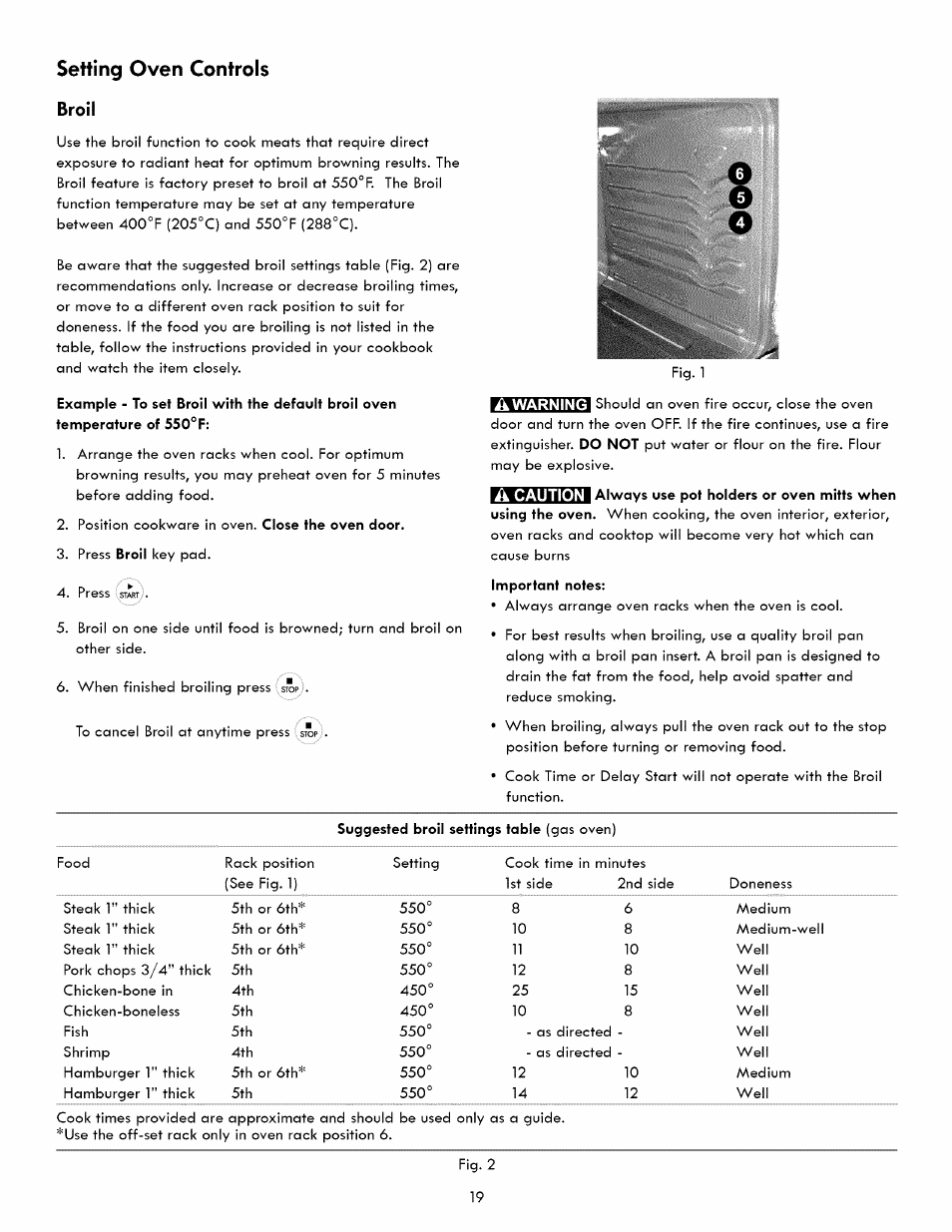 Broil, Setting oven controls | Kenmore ELITE 790. 7830 User Manual | Page 19 / 42