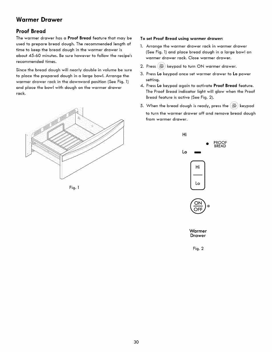 Proof bread, Warmer, Warmer drawer | Kenmore ELITE 790. 7830 User Manual | Page 30 / 42