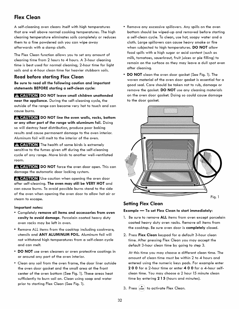 Read before starting flex clean, Setting flex clean, Flex clean | Kenmore ELITE 790. 7830 User Manual | Page 32 / 42