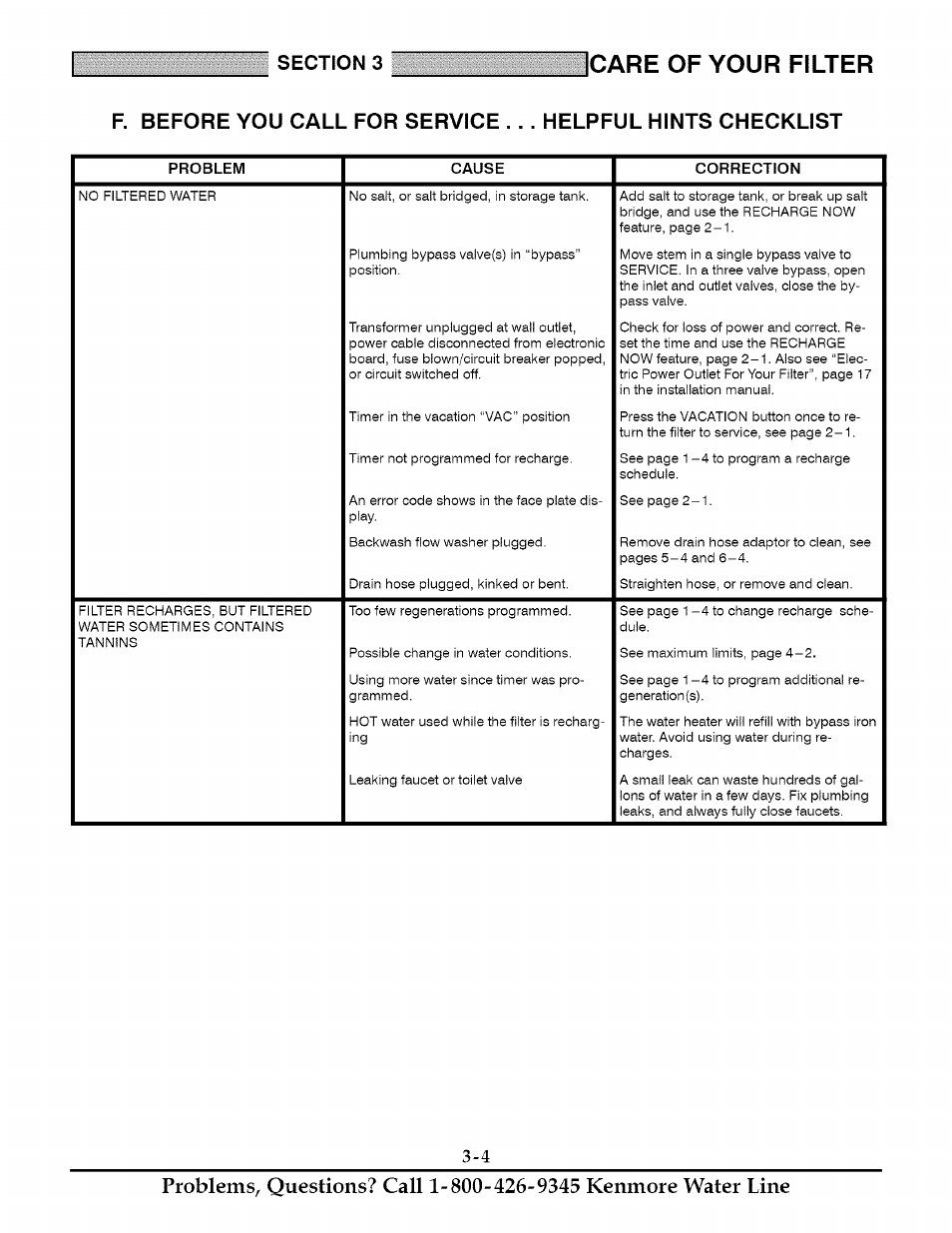 Care of your filter | Kenmore TANNIN 625.348261 User Manual | Page 16 / 32