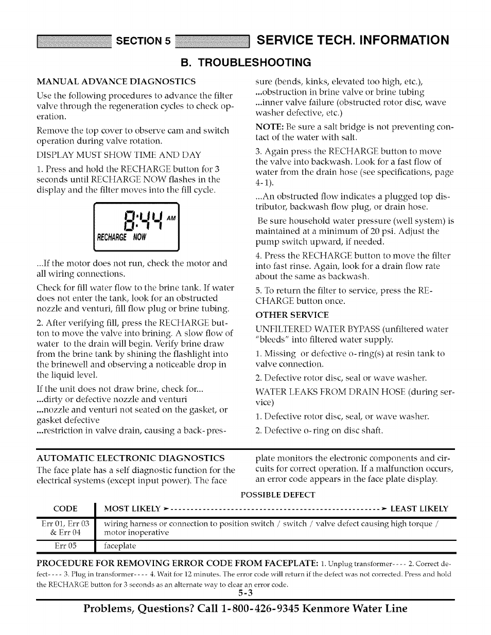 B. troubleshooting, Manual advance diagnostics, Other service | Automatic electronic diagnostics, Service tech. information | Kenmore TANNIN 625.348261 User Manual | Page 21 / 32