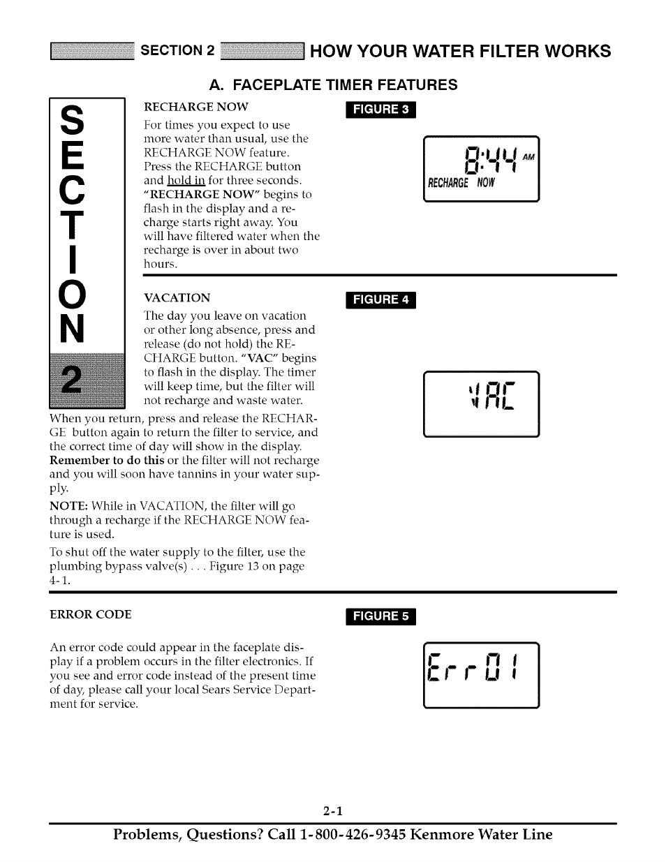 A. faceplate timer features, Faceplate timer features -1 & 2-2, How your water filter works | Kenmore TANNIN 625.348261 User Manual | Page 9 / 32