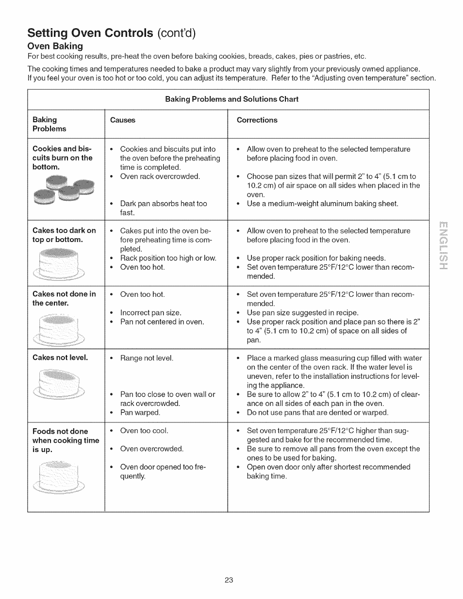Oven baking, Setting oven controls (cont’d) | Kenmore 790.4101 User Manual | Page 23 / 44