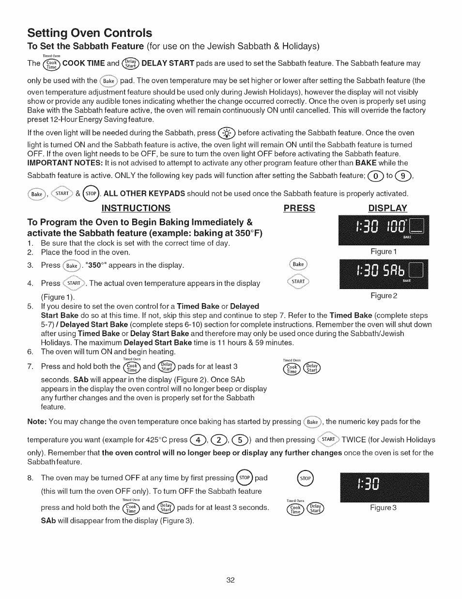 Instructions, Press, Display | Iiüb, Setting oven controls | Kenmore 790.4101 User Manual | Page 32 / 44