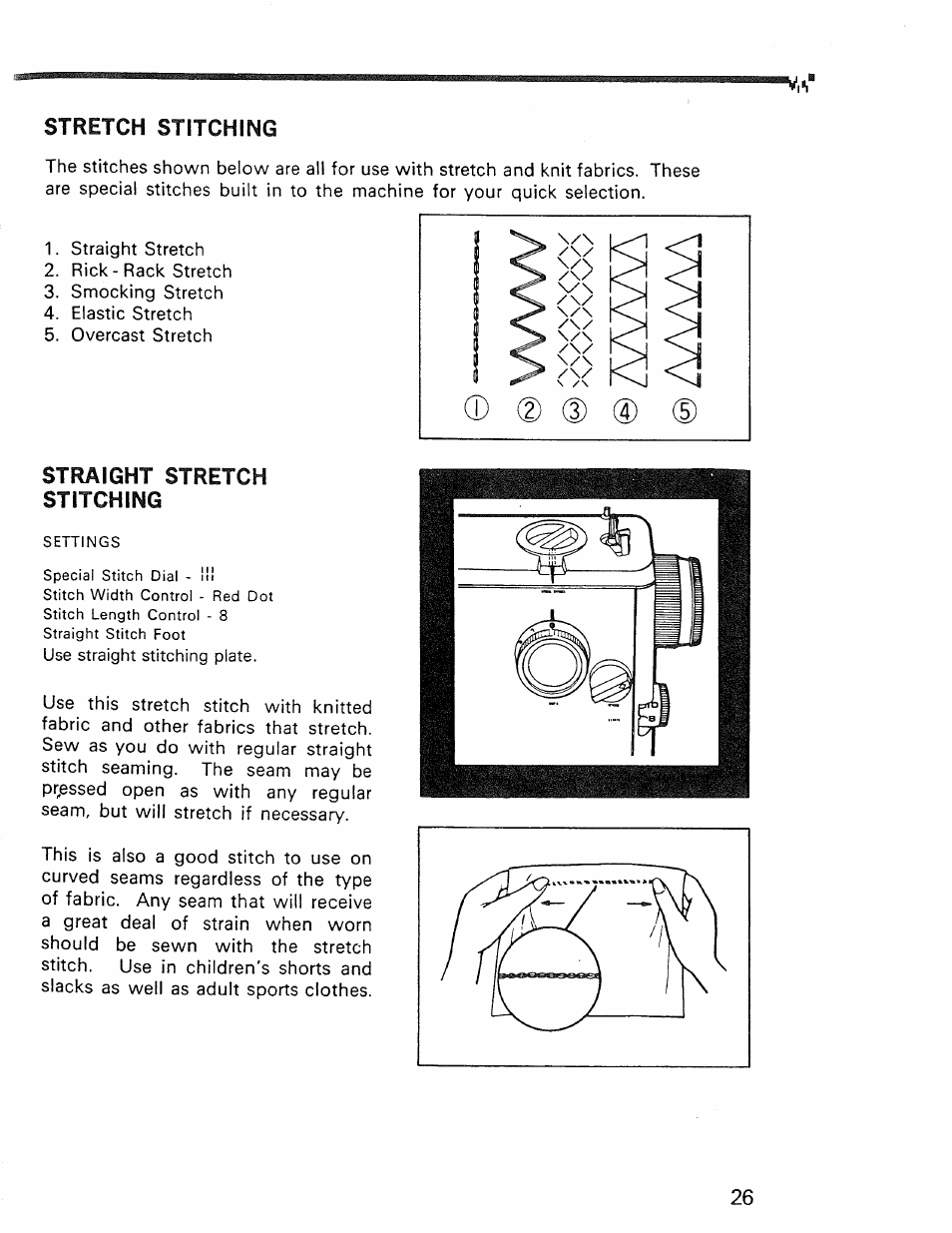 Stretch stitching, Straight stretch stitching | Kenmore 1030 User Manual | Page 27 / 46
