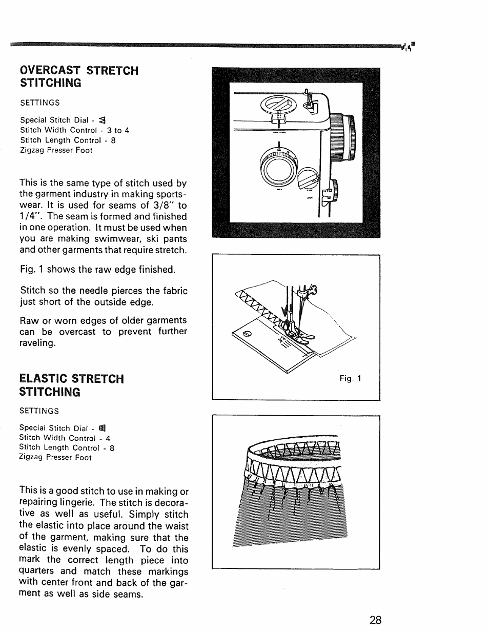 Overcast stretch stitching, Elastic stretch stitching | Kenmore 1030 User Manual | Page 29 / 46