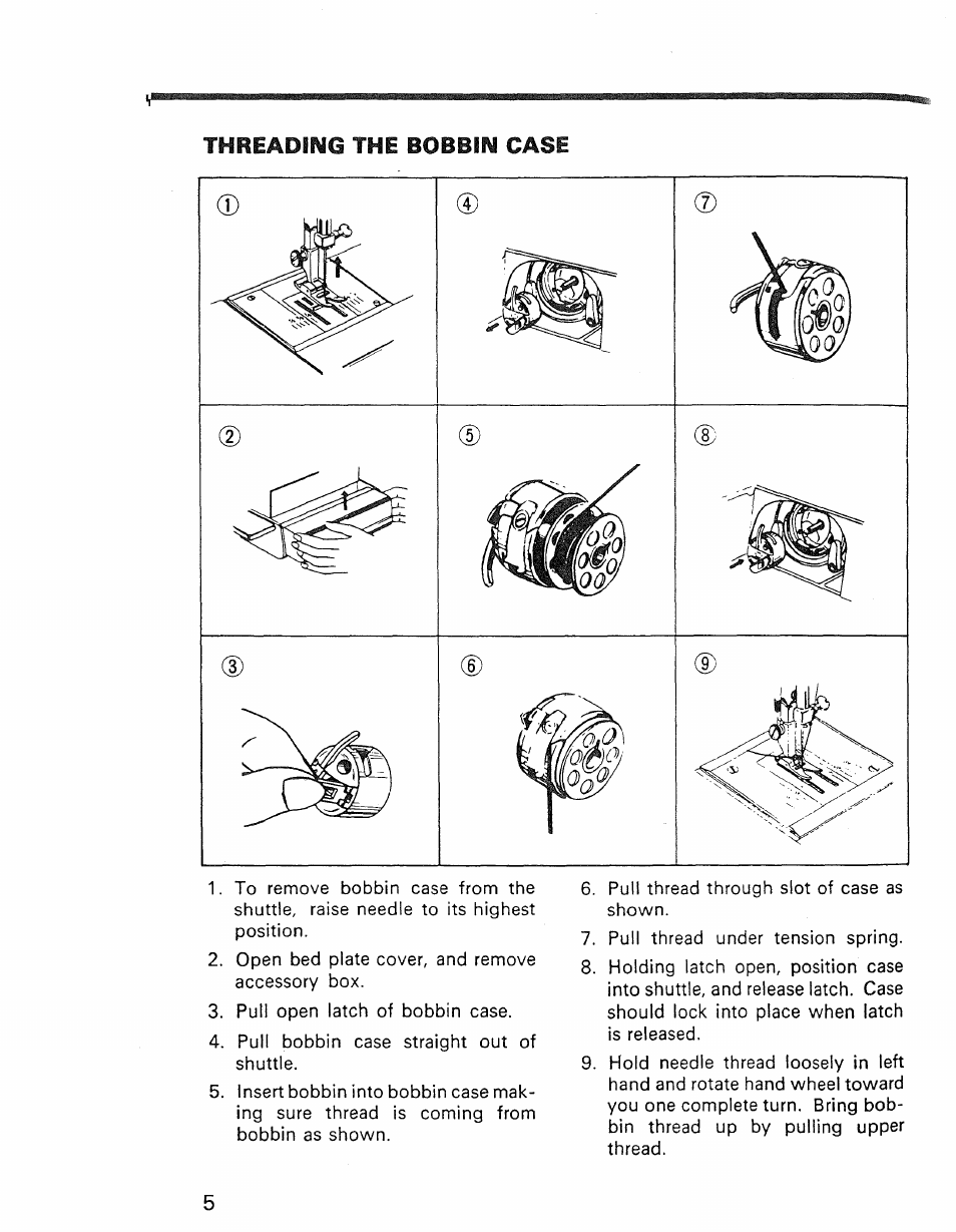 Threading the bobbliy case | Kenmore 1030 User Manual | Page 6 / 46