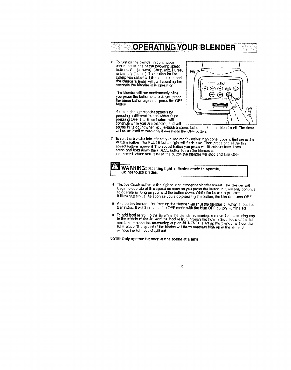 0 per/ 0 *ing your blender, E e fk | Kenmore 100.90001 User Manual | Page 6 / 8