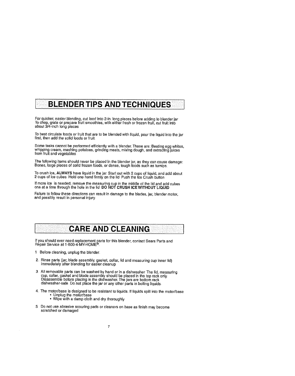 Bi-indir'tips^a, Care änd cleaning | Kenmore 100.90001 User Manual | Page 7 / 8