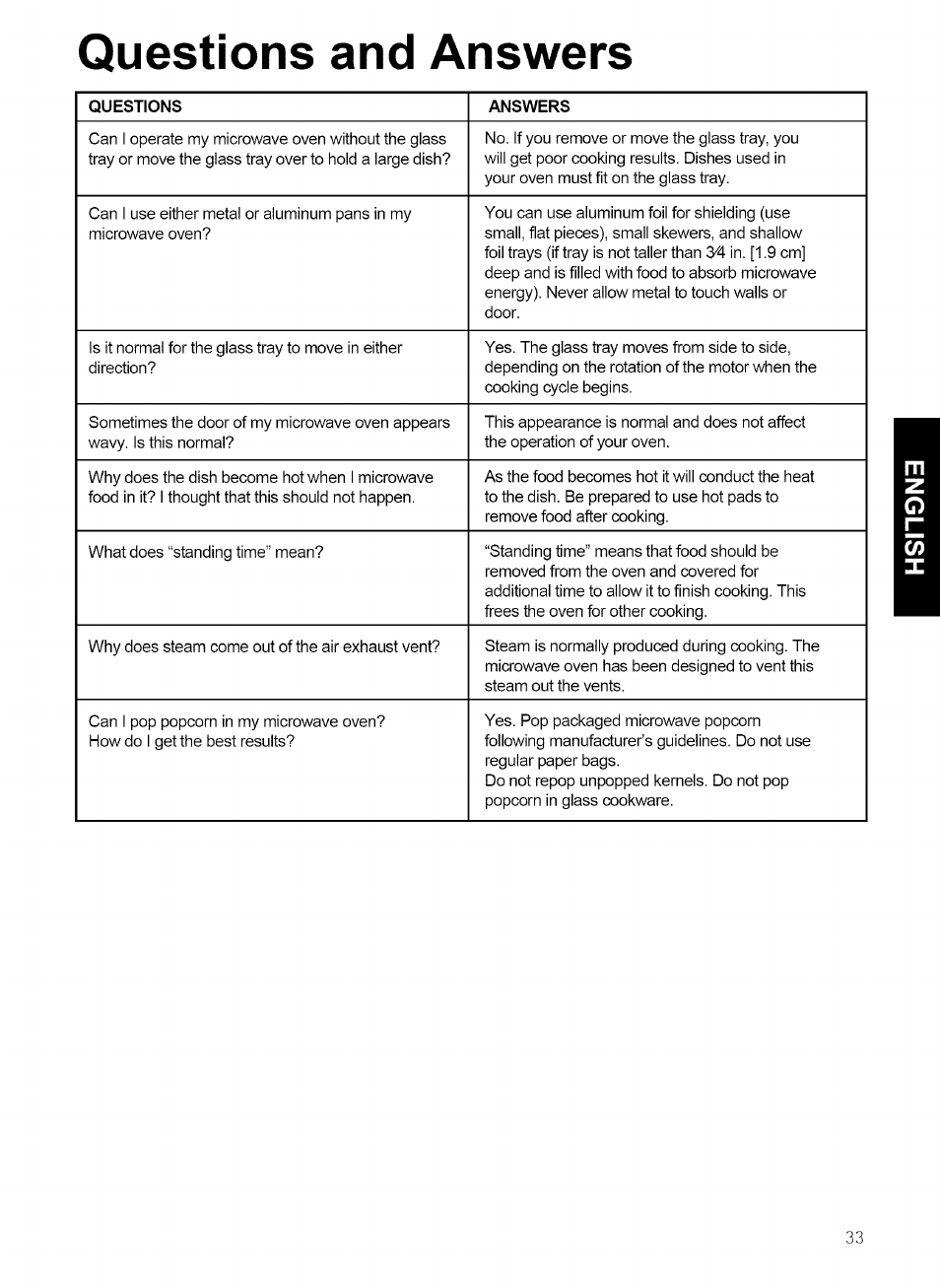 Questions and answers | Kenmore 721.80869 User Manual | Page 33 / 35