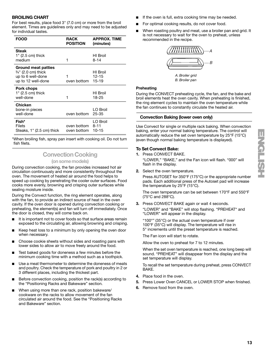 Convection cooking | Kenmore 66578002700 User Manual | Page 13 / 44