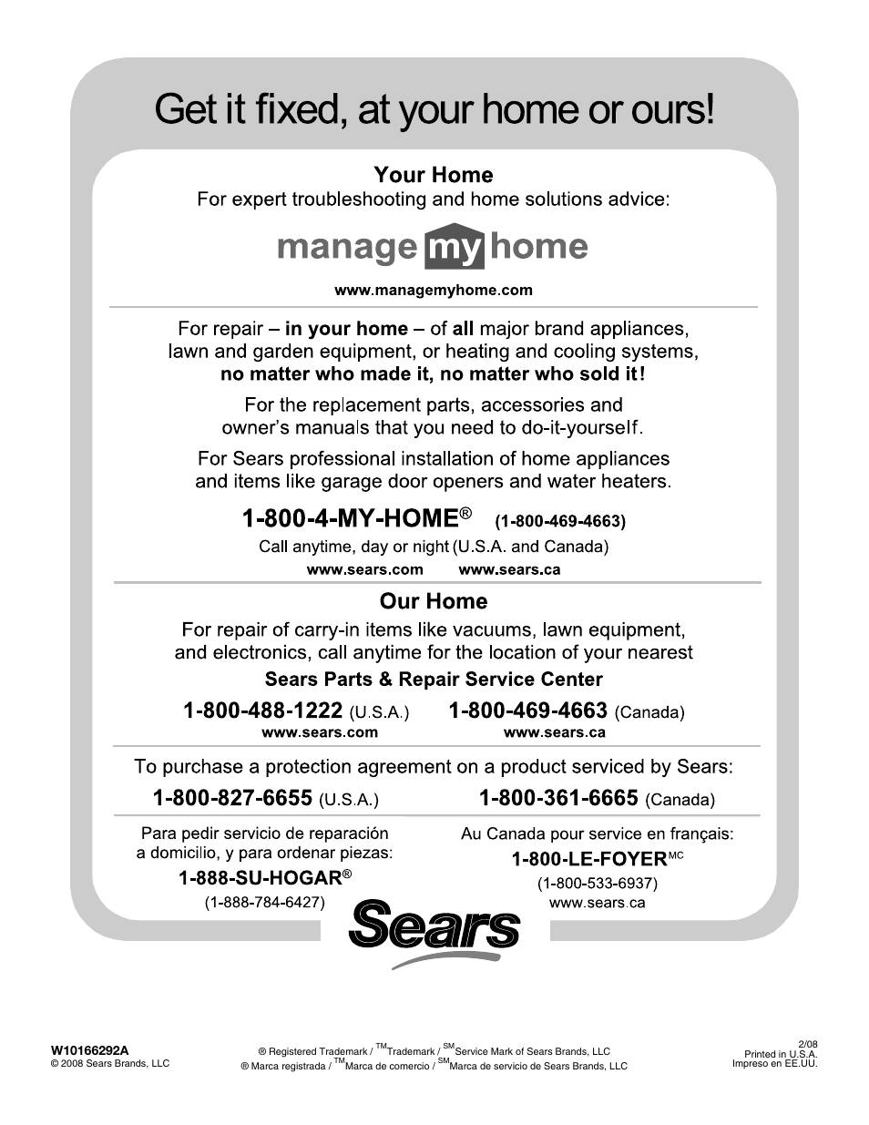 Kenmore 66578002700 User Manual | Page 44 / 44