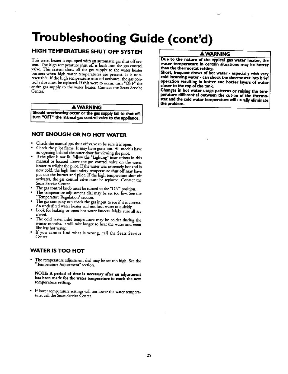 Troubleshooting guide (cont’d) | Kenmore 153.337213 User Manual | Page 25 / 36