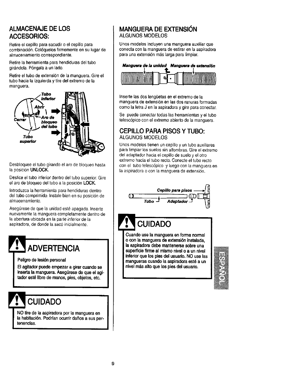 Advertencia, Cuidado | Kenmore 116.31912 User Manual | Page 29 / 40