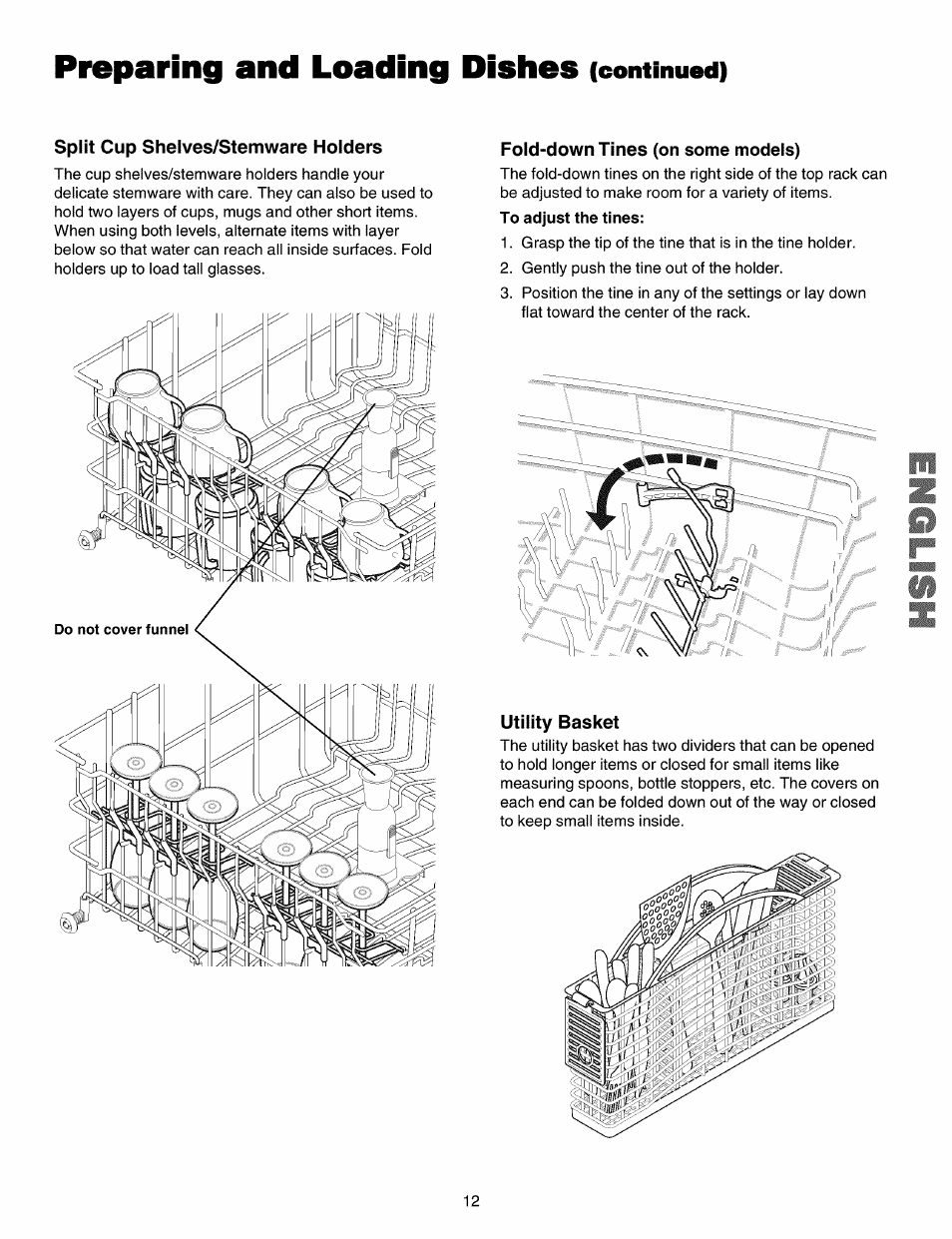 Preparing and loading dishes, Continued) | Kenmore 587.15072 User Manual | Page 12 / 21