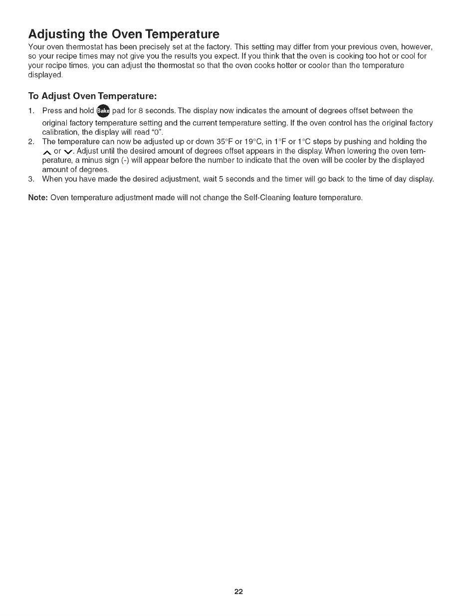 To adjust oven temperature, Adjusting the oven temperature | Kenmore 790.4778 User Manual | Page 22 / 26