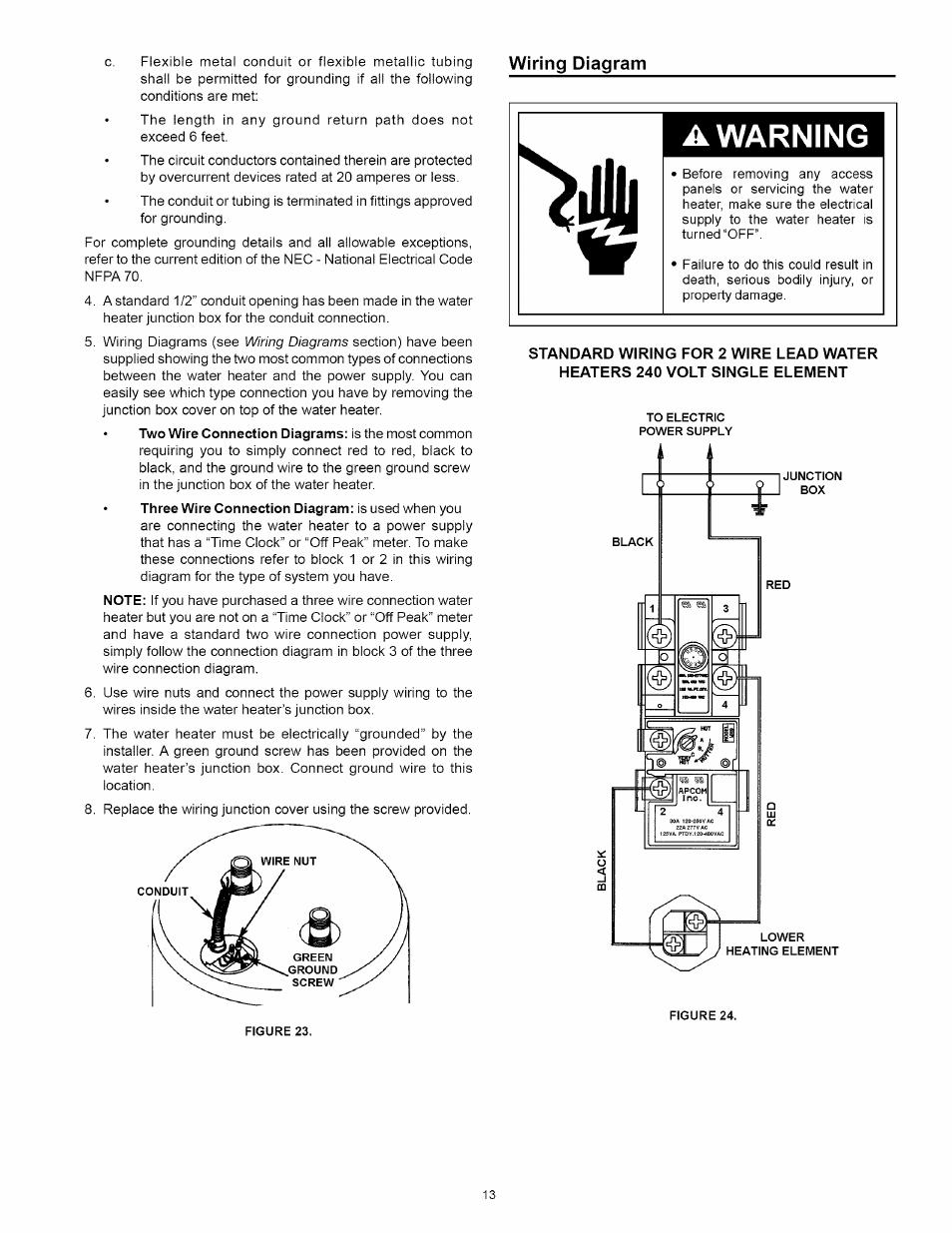 Va warning, Wiring diagram | Kenmore 153.31242 User Manual | Page 13 / 24