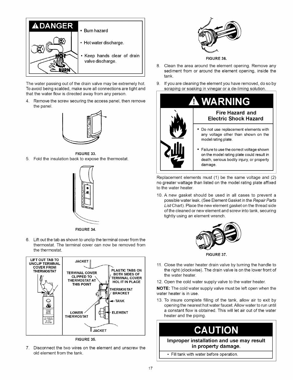 Warning, Caution | Kenmore 153.31242 User Manual | Page 17 / 24