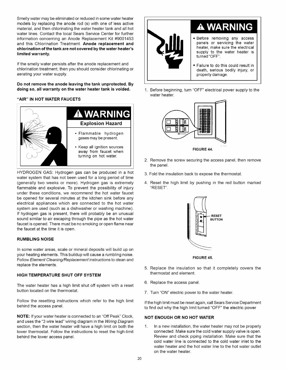 Awarning, Warning | Kenmore 153.31242 User Manual | Page 20 / 24