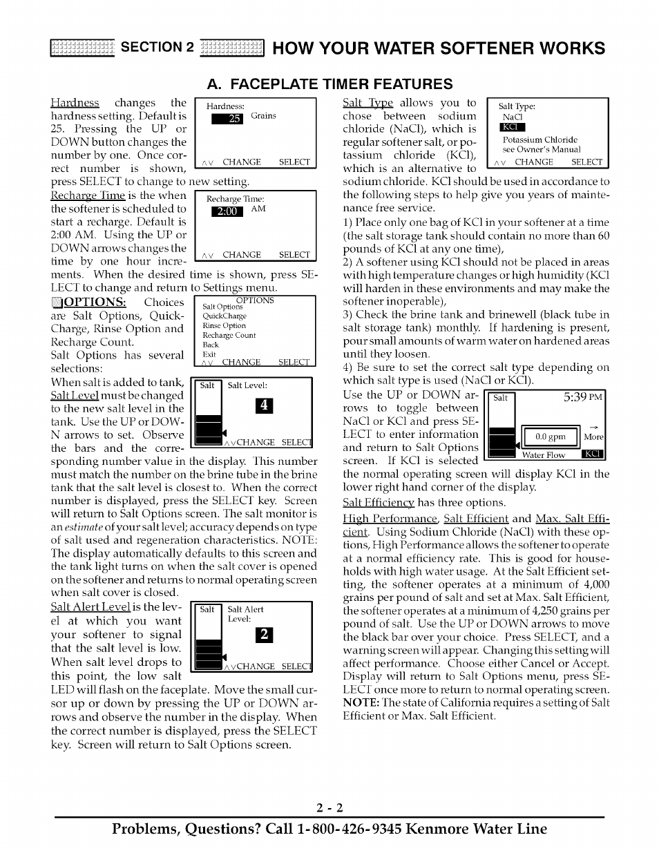 A. faceplate timer features, 2how your water softener works | Kenmore ULTRASOFT 625.38888 User Manual | Page 11 / 36