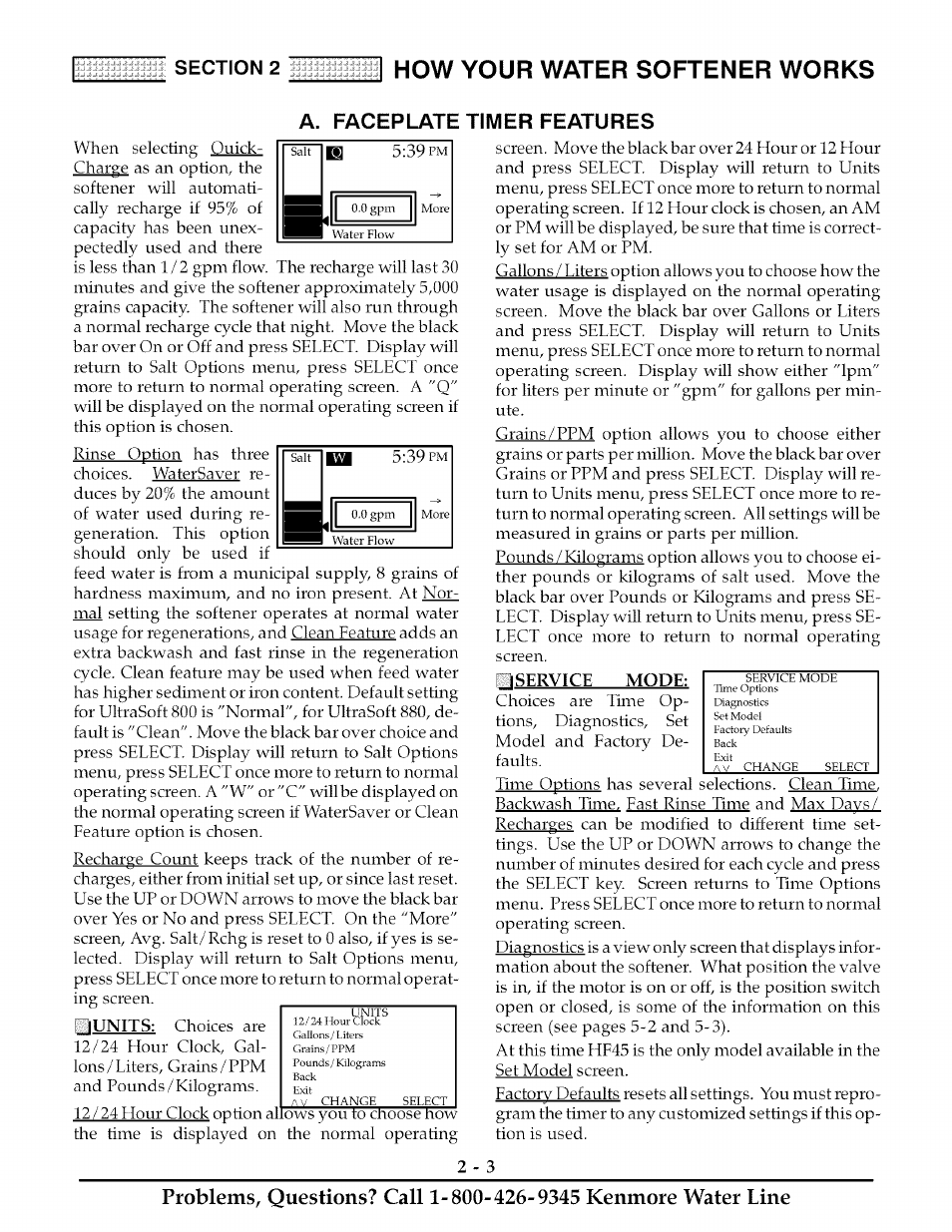 A. faceplate timer features, N service mode, 2how your water softener works | Kenmore ULTRASOFT 625.38888 User Manual | Page 12 / 36