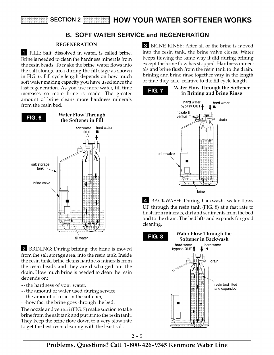 B. soft water service and regeneration, Fig. 8, 2how your water softener works | Kenmore ULTRASOFT 625.38888 User Manual | Page 14 / 36