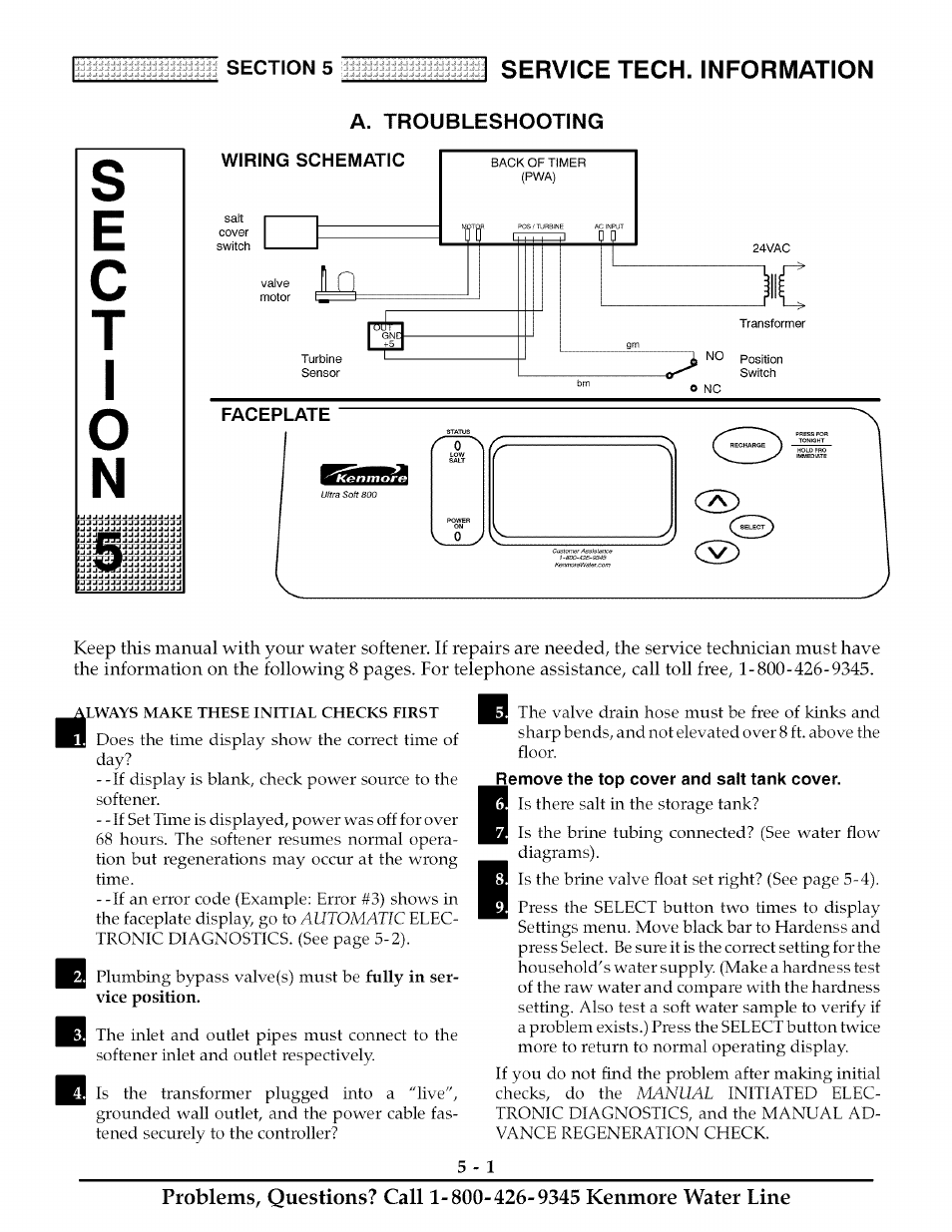 A. troubleshooting, Service tech. information | Kenmore ULTRASOFT 625.38888 User Manual | Page 22 / 36