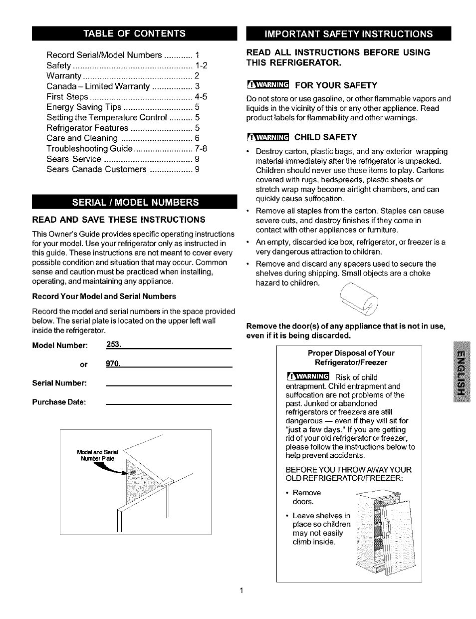 On 0 | Kenmore 216769500 User Manual | Page 2 / 12