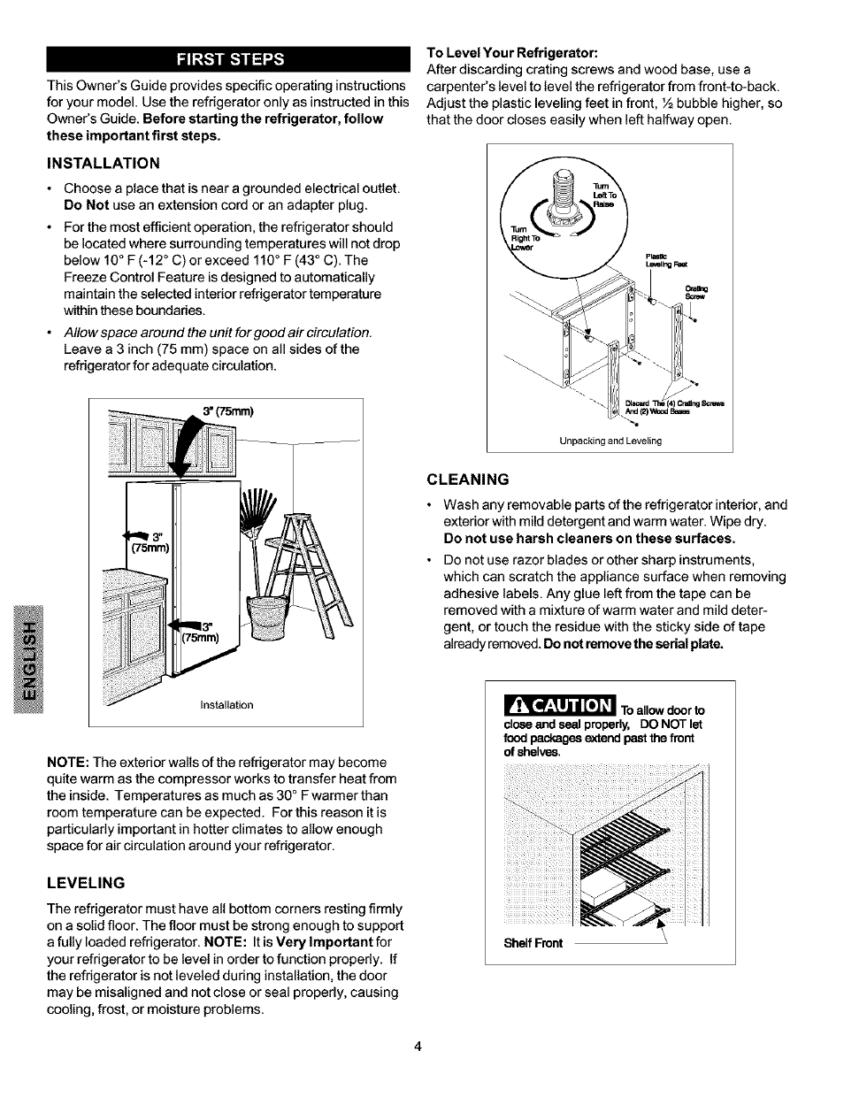 First steps, A caution | Kenmore 216769500 User Manual | Page 5 / 12