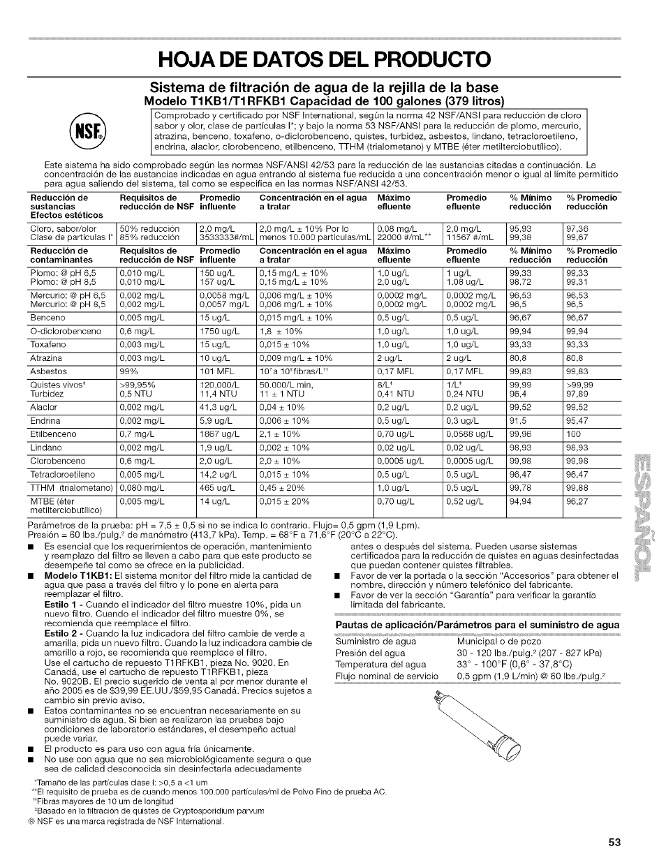 Hoja de datos del producto | Kenmore 10656713500 User Manual | Page 53 / 80