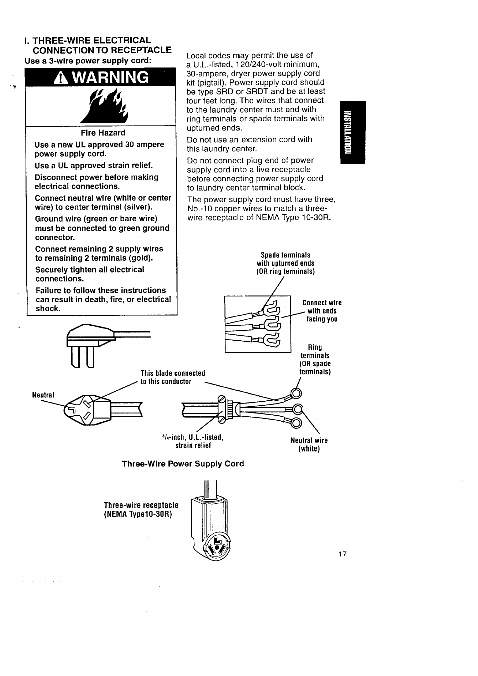 A warning | Kenmore Washer/Dryer User Manual | Page 17 / 66