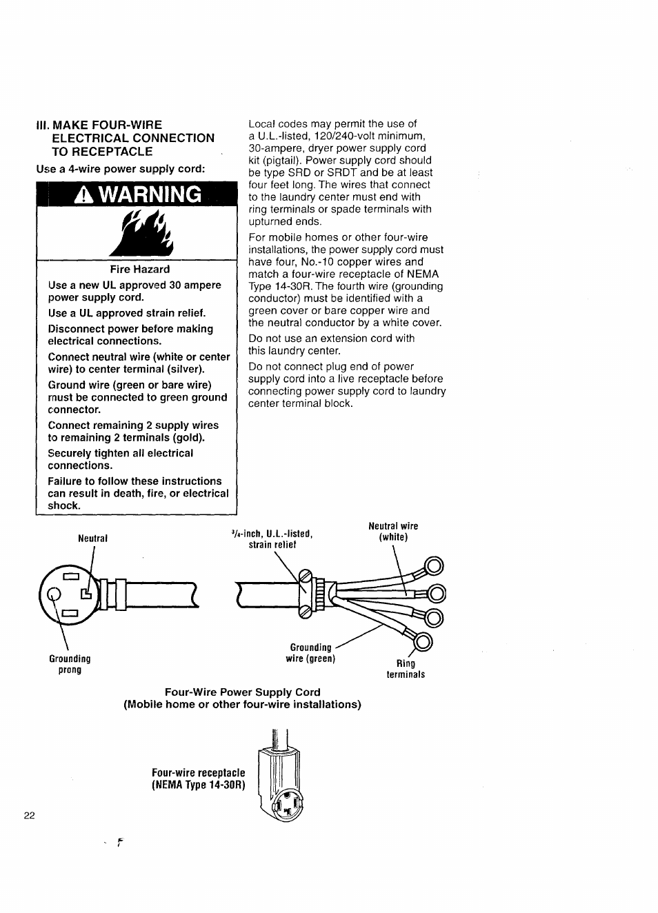 A warning | Kenmore Washer/Dryer User Manual | Page 22 / 66